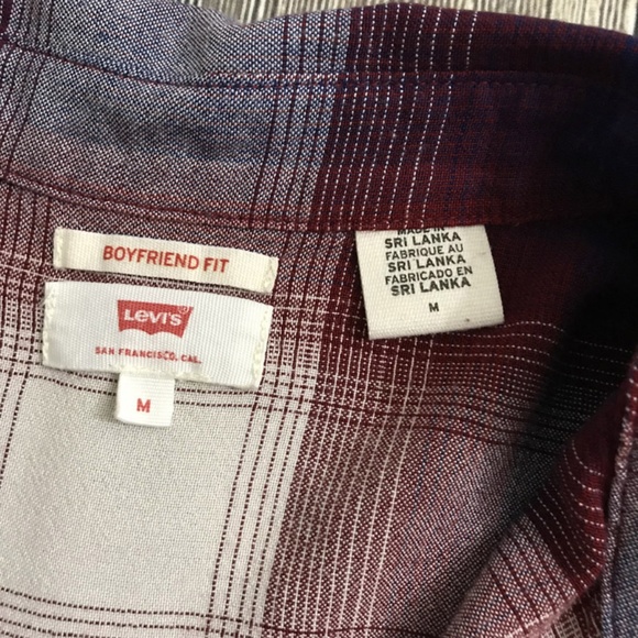 Levi's Blue Red Flannel Button Up Shirt Top M - Picture 7 of 8